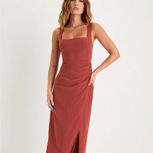 NWT! Lulus Elegant Rust Sleeveless Dress- wedding, event, winter
